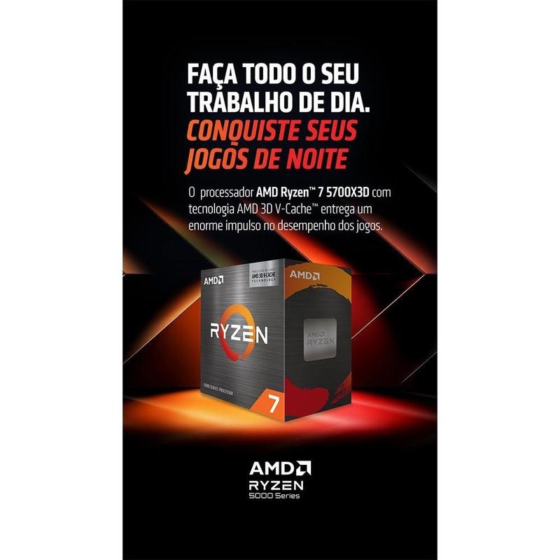 Processador AMD Ryzen 7 5700X3D, 3.0 GHz (4.1GHz Max Turbo), Cache